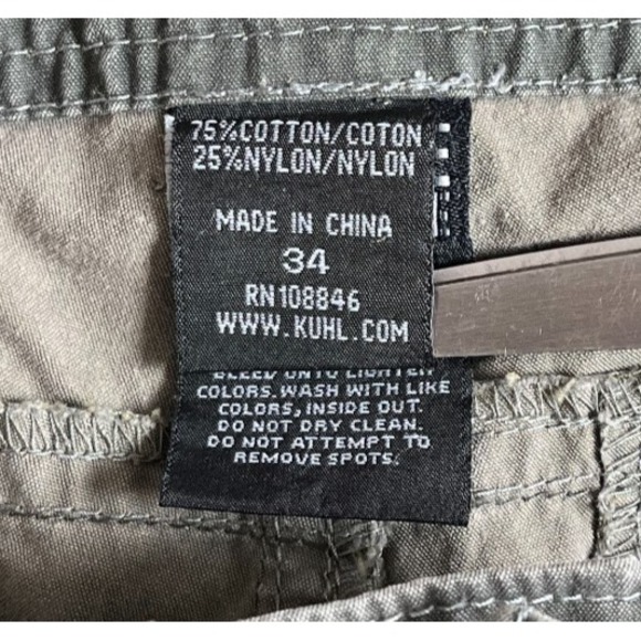 KUHL Mens Cargo Shorts Size 34 Green Patina‎ Dye 12" Inseam Embroidered - Picture 2 of 9